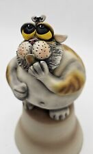 Vtg Todd J Warner Clay Dinner Bell Cat & Mouse Signed Dated Handmade picture
