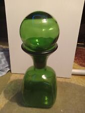 Vintage green glass decanter, 11