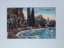 Los Angeles California West Lake Park c1918 Romantic Rowboats Blue Water Posted picture