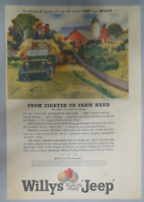 Willys Car Ad: War Time From Fighter To Farm Hand from 1945 Size: 11 x 15 inches picture