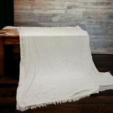 White Vintage cotton chenille bedspread heavily Fringed edge 86x100 picture