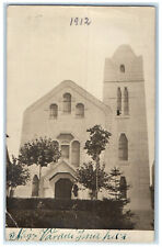 1912 Front View of Church Austria Posted Antique RPPC Photo Postcard picture