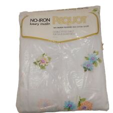 Vintage Pequot Luxury Muslin No Iron Maytime Double Fitted Sheet NOS Floral picture