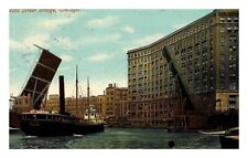 State Street Draw Bridge Chicago Illinois Vintage Postcard Boat  picture