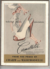 VINTAGE 1940s-50s WOMEN'S 'CARMELLETES' SHOE STORE STAND-UP COUNTER SIGN 8x11