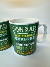 2 Large Mugs Cabin Rules Watch The Sunrise Make S’mores 5.25x4” picture