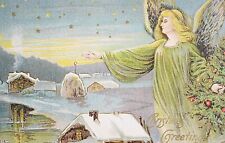 Christmas Angel PostCard Circa 1910s Made in USA Merry Christmas Card #141 picture