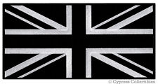 LARGE  BLACK UK FLAG PATCH embroidered iron-on UNION JACK GREAT BRITAIN ENGLAND  picture