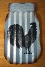 ROOSTER CHICKEN METAL JAR SIGN Rustic Country Primitive Kitchen Home Decor NEW picture