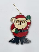 VTG 1981 Hallmark Flat Plastic Christmas Ornament Santa Claus picture