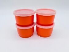 4 Vintage Orange TUPPERWARE Small Storage Containers Snack Cups 1229 Lids 297 picture