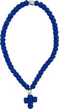 50 Knots Orthodox Blue Prayer Knotted Rope With Cross Made in Lebanon 6.5 In picture