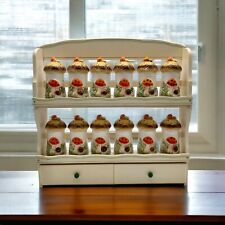 Vintage Sears & Roebuck Merry Mushroom 12 Spice Shaker Set & Rack Complete picture