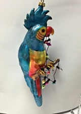 Christmas ornament Blue cockatiel parrot glass 56008C 7” x 2 3/4” bird picture