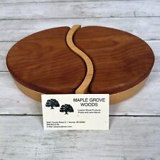 Custom Wood Trinket Box Oval Swing Lid 2 Tone Maple Cherry - L. Bacon Verona WI picture
