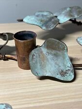 Vintage Copper Three Candle Holder Ivy Leaves Primitive Mid Century S Shaped picture