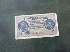 GERMANY 5 Mark Banknote  WWII 1940-1945 picture