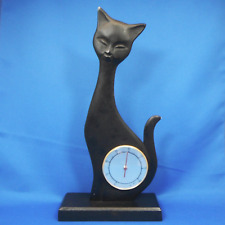 thermometer 11” aluminum cat figure steel base vintage MCM picture