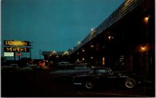 Astoria OR Rivershore Motel Night View 1960s Autos Triumph Oregon postcard PP1 picture