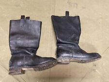 WWII GERMAN M1931 BLACK LEATHER JACKBOOTS- SIZE 12 picture