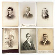 Cabinet Card Lot of 6 Men 1 Identified & Named | New Hampshire Ohio Photos C3142 picture