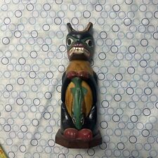 ALASKA BLACK DIAMOND HAND CRAFTED WOOD WOLF'S OFFERING TOTEM POLE FIGURINE 11” picture