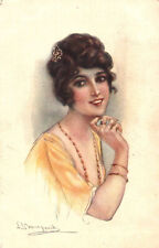 CPA Illustration Bompard - Young Woman in Necklace picture