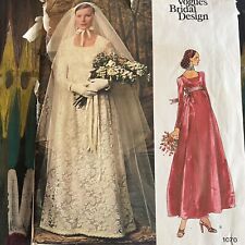 Vintage 70s Vogue Bridal 1070 Cottagecore Wedding Dress + Veil Sewing Pattern 14 picture