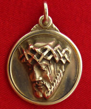 Vintage Sterling JESUS Medal CROWN OF THORNS 3D Religious Pendant By M DE JEAN picture