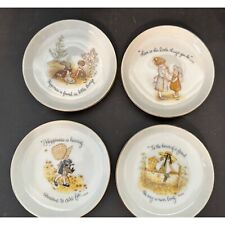 Vintage Holly Hobbie Gold Rimmed Plates Porcelain 1999 WWA Set of 4 picture