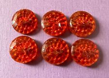 6 Vintage Unusual Orange Glass Buttons - Very Textured, Gorgeous Color picture