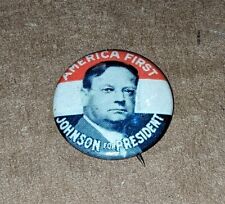 America First Hiram Johnson For President Political Campaign Pinback Button picture