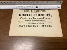 original removed 1869 ad: Chas E Goodspeed CONFECTIONERY - Haverhill Mass/TAILOR picture