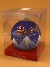 Holiday Lane Macys “Merry Christmas 2006” Glass Blown Ornament Santa Sleigh NEW picture