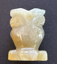 Charms 1.5inch Owl Carving Ornate Natural Yellow Jade Crystal  Stone Amulet picture
