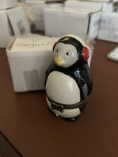 PHB Penguin With Earmuffs And Fish Trinket Box MINT in Original Box picture