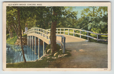 Postcard Linen Old North Bridge Concord River Concord, MA picture