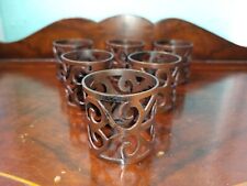 Set of 6 Filigree Scroll Napkin Rings Antique Bronze Finish picture