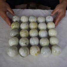 10.9LB 25Pcs Natural Serpentine Jade Crystal Sphere Ball Liaoning Province China picture