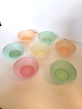 Set of 7 Vintage Tupperware #154 Fruit/Berry Bowls Pastel Colors - Only 1 Lid picture
