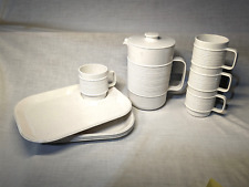 Vintage MCM 1970's Rubbermaid 10 Pc Serving Set Mugs Pitcher Lunch Plates Ribbed picture