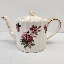 Vtg PRICE BROS Made In England Floral  Ceramic Teapot Gold Trim and Accents 2676 picture