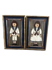 Raggedy Andy And Ragedy Ann Wooden Framed Painted Wall Decor picture