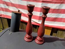 Pair of Wood Candlestick holders picture