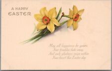 1910s HAPPY EASTER Postcard Daffodil Flowers 