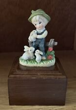 Enesco “Edelweiss” Musical Box Country Boy with Rabbits picture