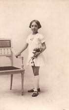 CPA - Portrait - Girl in White Skirt Carrying a Flower picture