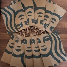 Starbucks 10 x Reusable Recycled Brown Paper Shopping Lunch Gift Bags w/ Handles picture