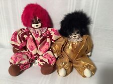 Vintage Q-Tee Chinese Sand Filled Clown Dolls, Lot of 2, Hand Painted picture