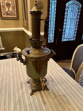 nice antique 1874 brass Russian Samovar with tongs ~ 28” picture